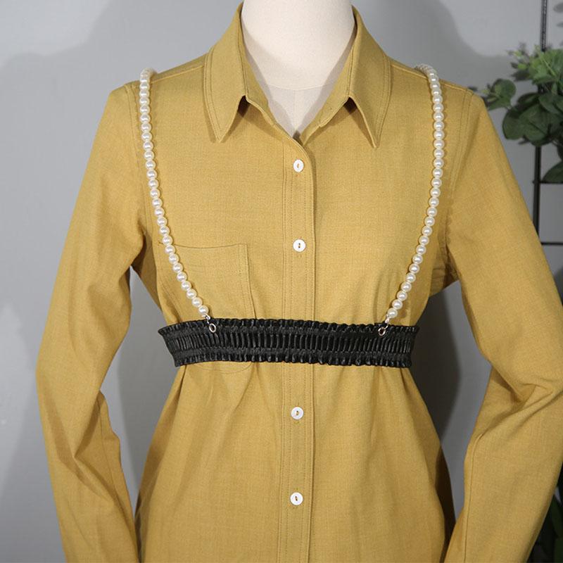 Thời Trang Giả Ngọc Trai Dây Chéo Nữ Dây Đeo Bông Tai Kẹp Dây Đai Eo Toàn Thân Suspender Đầm Ôm Mối Ràng Buộc Dây Thắt Lưng Bụng