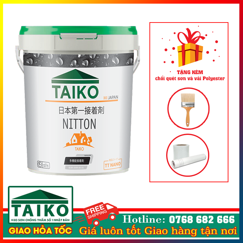 [Hàng Chính Hãng - BH 2 Năm] Keo chống thấm dột sử lý vết nứt bong tróc đa năng TAIKO JAPAN nhập khẩu- TAIKO NITTON (1 lít, 5 lít, 10 lít và 18 lít)