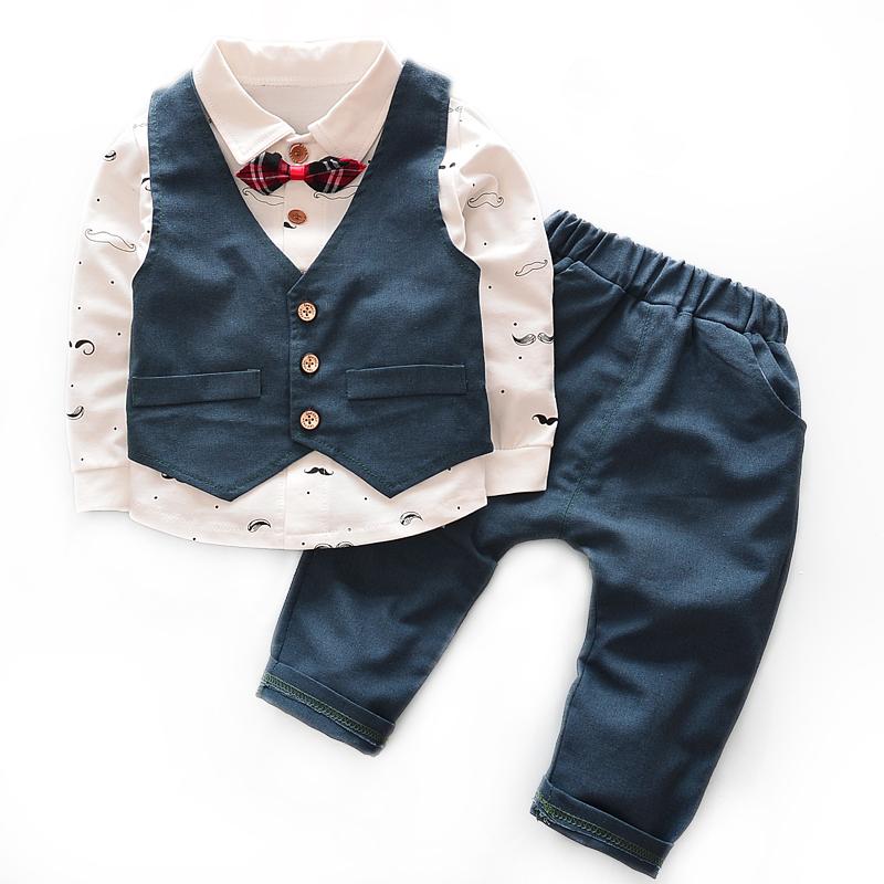 Bé Bé Trai Quý Ông Quần Áo Cưới Tiệc Sinh Nhật Trang Phục Trẻ Em Bé Trai Quần Áo Vest Áo + Quần Bộ 2 Bộ Trang Phục bộ Đồ Mùa Hè