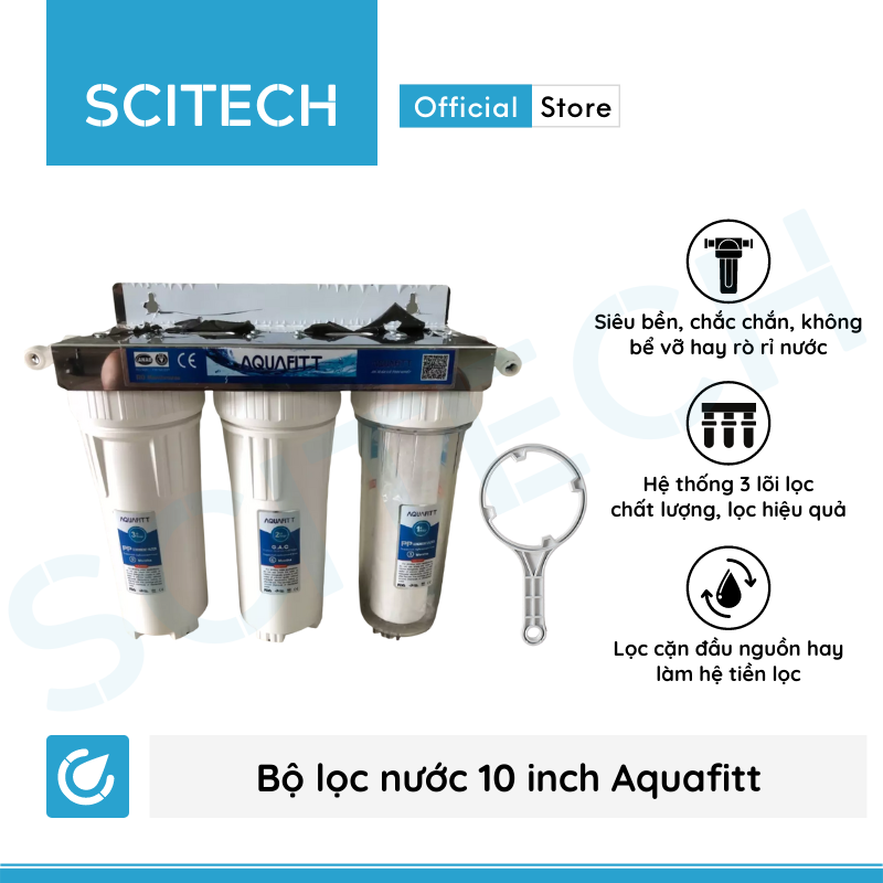 Bộ lọc nước thô đầu nguồn 3 cấp lọc 10 inch by Scitech - Hàng chính hãng