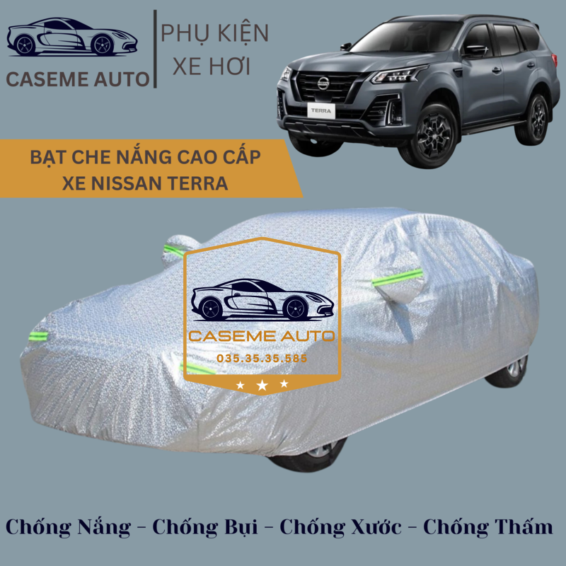 [NISSAN TERRA] Bạt phủ xe ô tô tráng nhôm cao cấp dành cho xe NISSAN TERRA, 3 lớp chống nóng, chống thấm, chống bụi - Hàng Chính Hãng