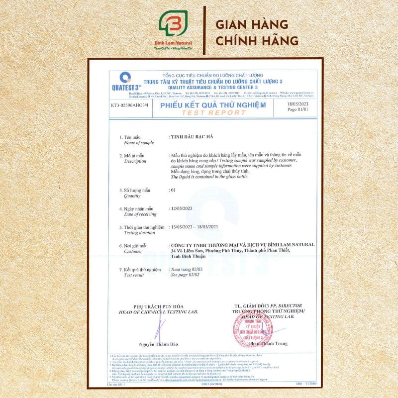 Tinh dầu bạc hà nguyên chất giải cảm, thơm phòng, kháng khuẩn, đuổi muỗi Bình Lam Natural 50ml