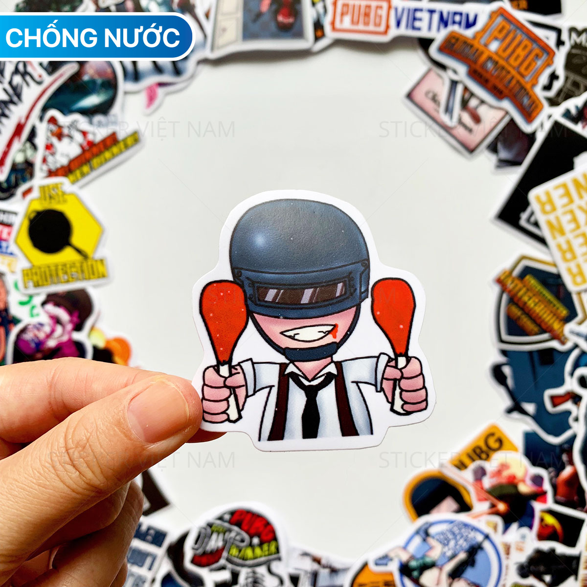 Sticker PUBG Game Online -  Chống Nước Dán Trang Trí Nón Bảo Hiểm, Xe, Đàn Guitar, Laptop, Vali