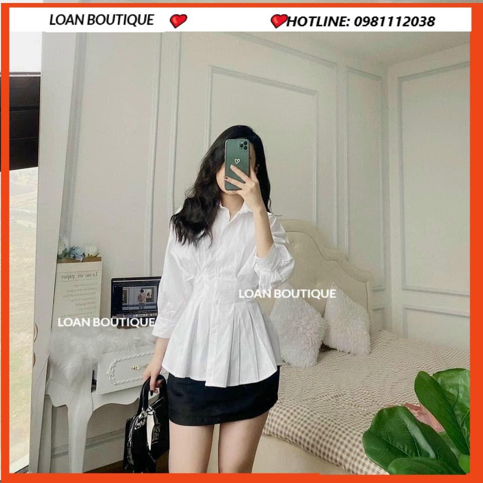 Áo sơmi rúm eo lưng chun_Sơmi bo eo vải lụa nhuyễn mềm đẹp không nhăn