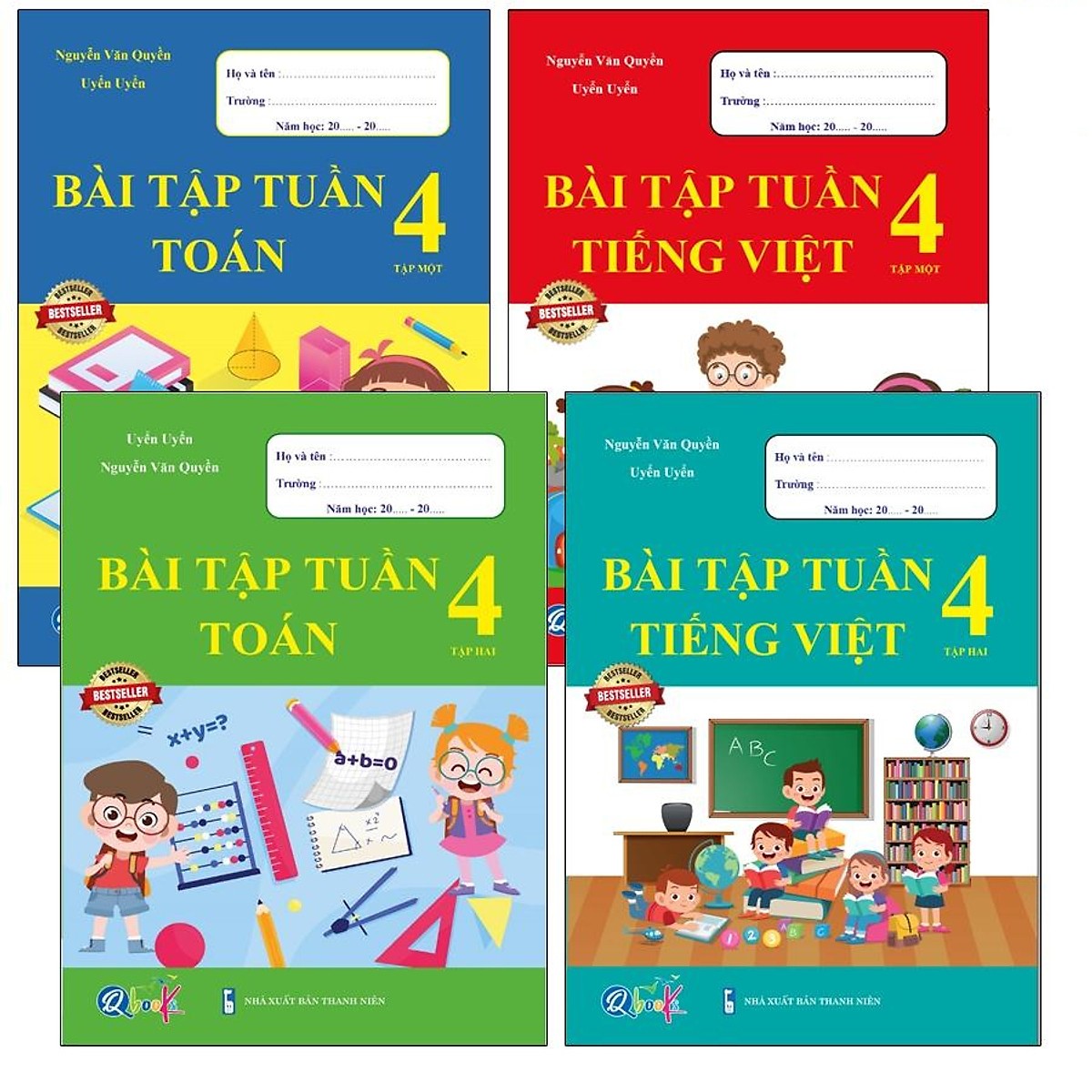 Sách - Combo Bài Tập Tuần Lớp 4 Cả Năm - Toán Và Tiếng Việt 4 Cuốn