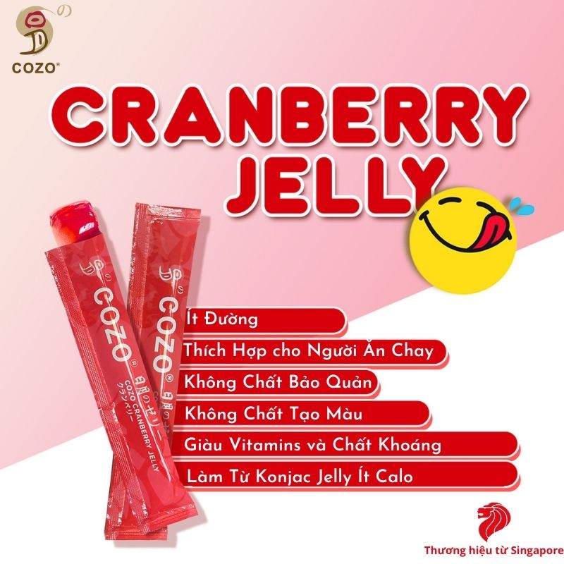 Thạch Giúp Cân Bằng Và Ngăn Nhiễm Trùng Đường Tiết Niệu COZO Cranberry Jelly Chiết Xuất Nam Việt Quất Và Elderberry, Tăng Khả Năng Miễn Dịch