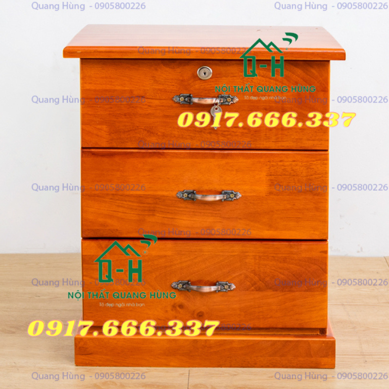 TỦ ĐẦU GIƯỜNG GỖ CAO SU MÀU NÂU DÀNH CHO VĂN PHÒNG