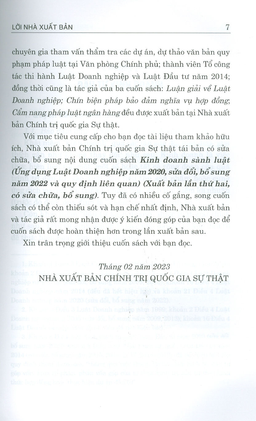 (Tái bản lần 2 năm 2023) KINH DOANH SÀNH LUẬT - Ứng dụng luật doanh nghiệp năm 2020, sửa đổi, bổ sung năm 2022 và quy định liên quan) - Luật sư Trương Thanh Đức - NXB Chính trị Quốc gia sự thật– bìa mềm