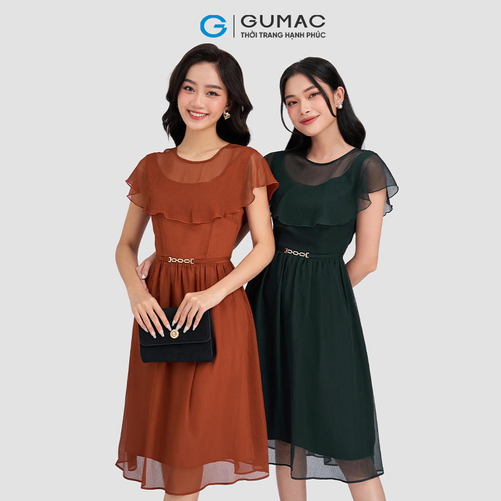 Đầm kiểu bèo vai GUMAC DD03034