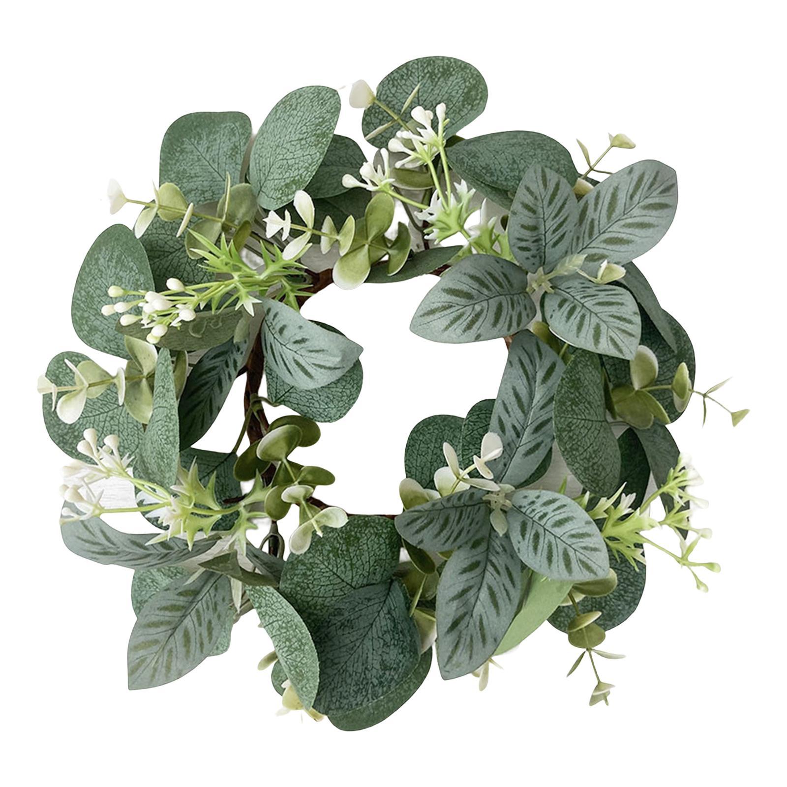 Candle Garland , Candle  Wreath, Green Leaves Wreath Mini Wreaths Greenery Candle Wreath, for Home Party Living Room Decoration