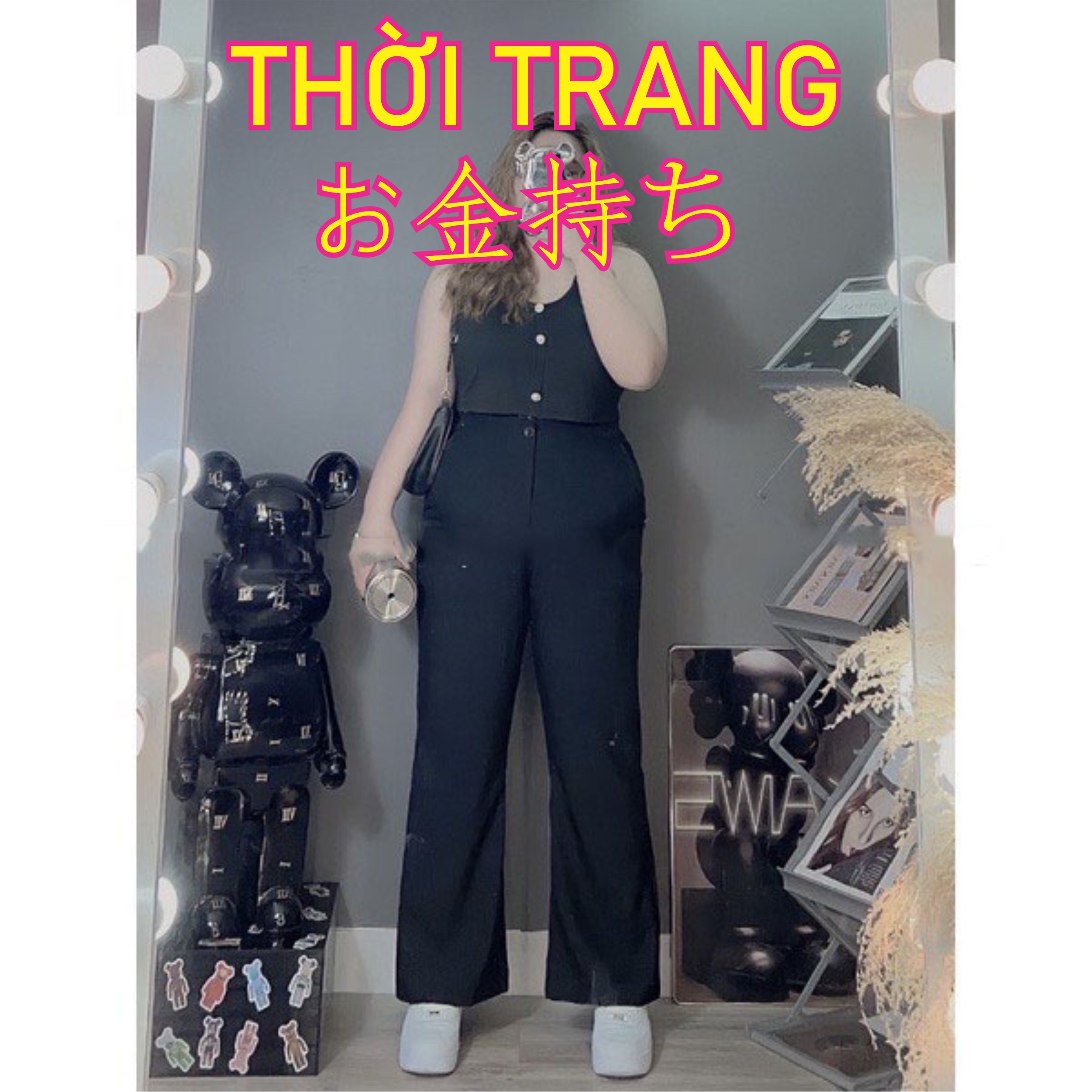 Quần ống loe bigsize lưng cao cạp khóa dáng dài phong cách Ulzzang 431