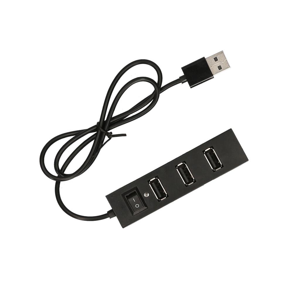 4-port USB2.0 Hub USB2.0 Converter Support USB Fan Mouse Keyboard Mobile Hard Disk U Disk USB Lamp for PC Laptop Black