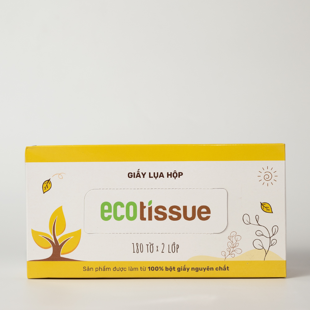 Khăn giấy ăn khăn giấy lụa Ecotissue hộp cao cấp 180 tờ siêu mềm mịn thấm hút tốt an toàn khi sử dụng
