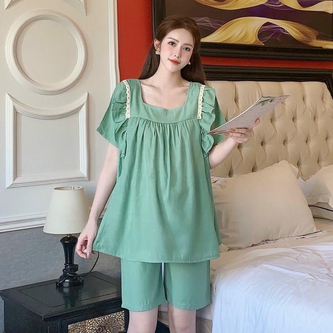 Bộ đồ bầu ngắn tay thời trang thiết kế mặc mùa hè mềm mát - bauxinh
