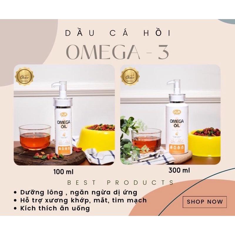 Dầu cá hồi dưỡng lông mềm mượt, ngăn rụng lông cho Chó Mèo DUK 100ml