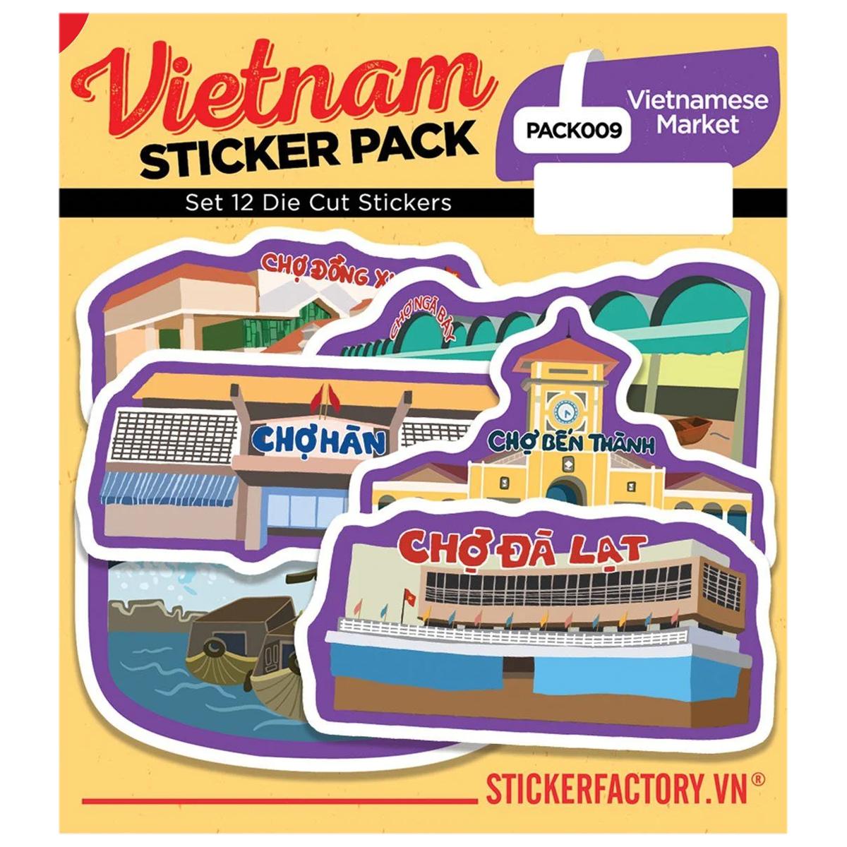 Bộ 12 Hình Dán Vietnamese Market - Die Cut Sticker Pack - Stickerfactory PACK009