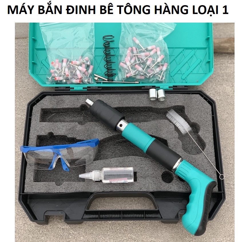 Súng bắn đinh, máy bắn đinh bê tông không dây tặng kèm 50 đinh bản đặc biệt siêu êm loại tốt