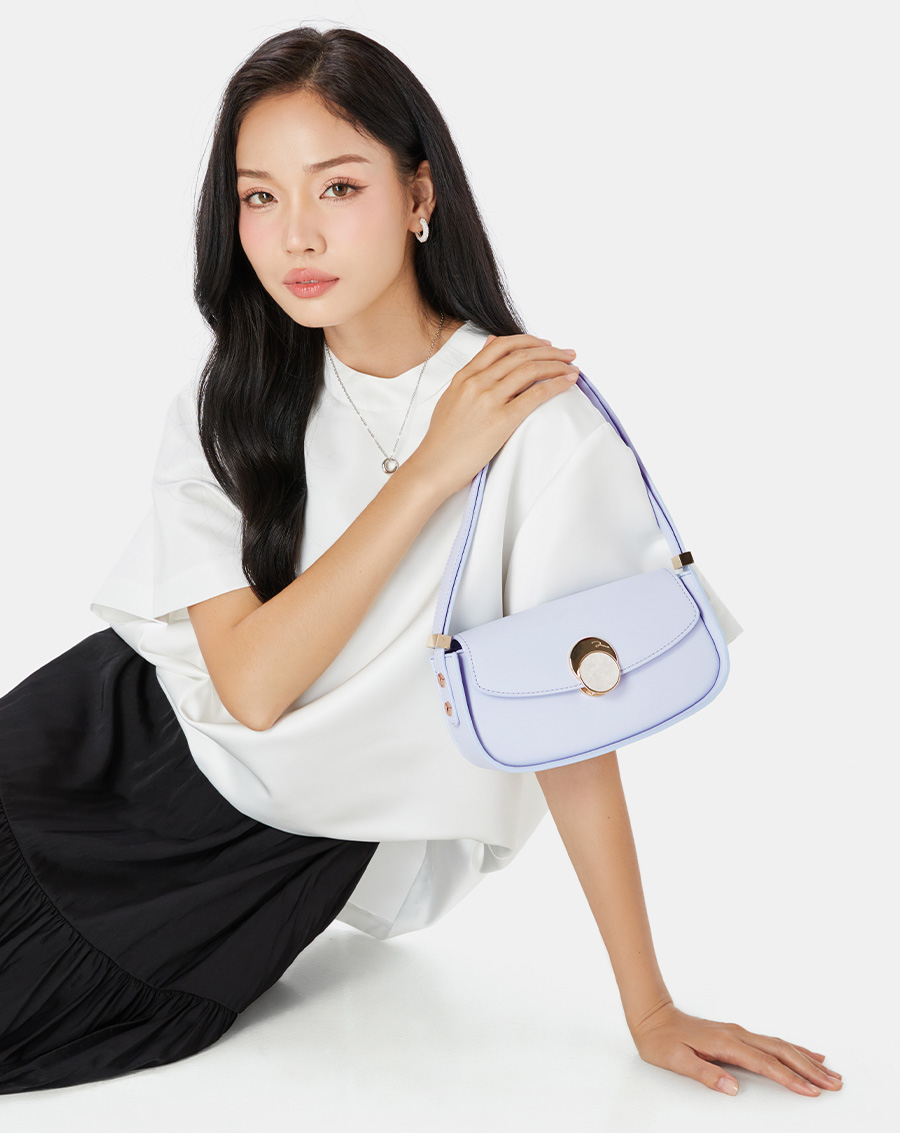 Túi Xách Nữ Thời Trang JUNO Cỡ Nhỏ Đeo Vai Khoá Trang Trí Tròn TXN792