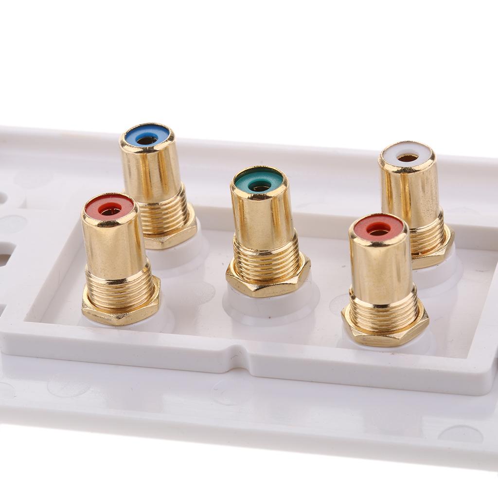 Wall Plate 5 RCA Component Video Audio AV Gold Plated Connector, Decoration