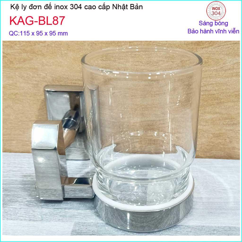 Kệ ly đơn, Kệ ly inox kace, kệ để ly bàn chải inox 304 Nhật Bản KAG-BL87 ly đơn