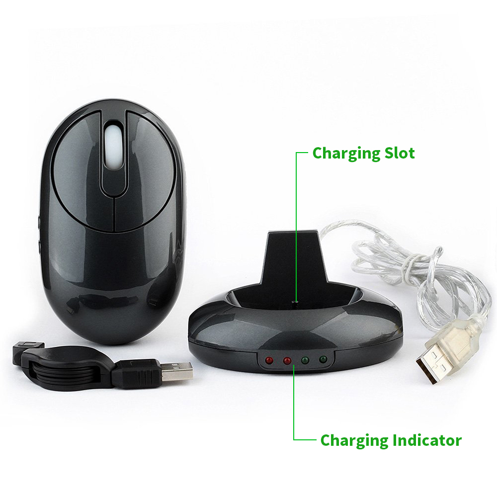 Chuột Quang Không Dây Chơi Game 6d 2.4g Với 4 Cổng USB Hub Đế Sạc 1200DPI Mg-012, Xám