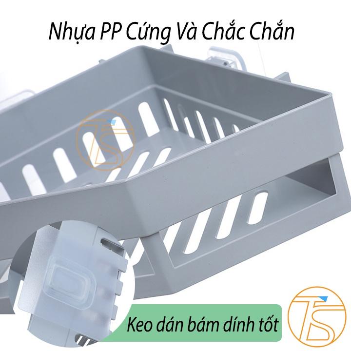 Kệ Nhựa Góc Tường Để Đồ Trong Nhà Tắm Nhà Bếp Dán Bám Dính Không Cần Khoan 18.5x18.5cm - 1 Cái