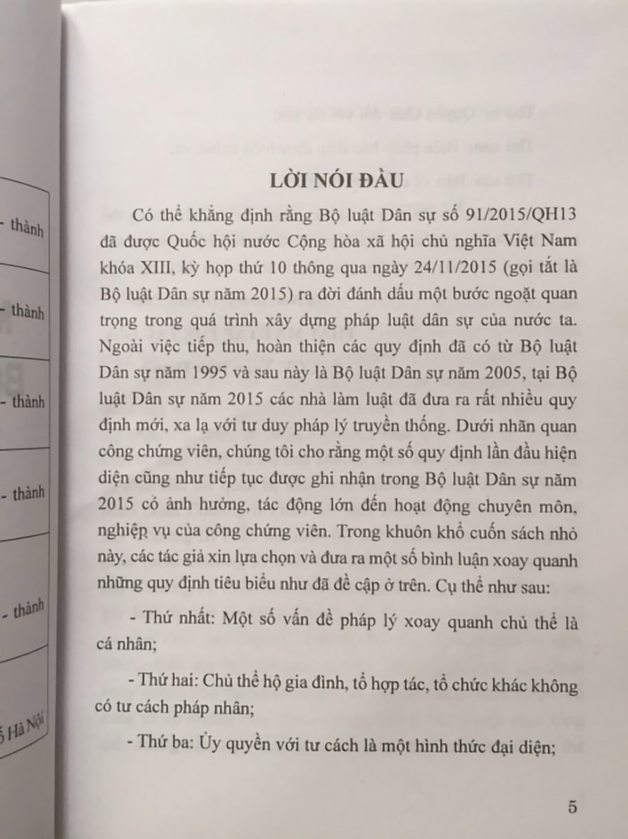 Bình luận một số quy định trong Bộ luật dân sự 2015 có liên quan trực tiếp đến hoạt động công chứng