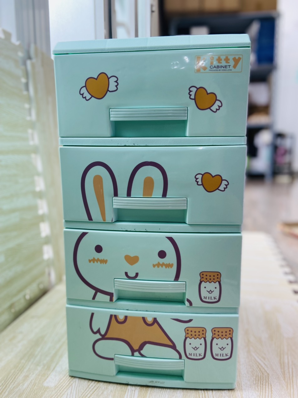 Tủ Nhựa Kitty 4 Tầng Mini Siêu Xinh Dùng Đựng Quần Áo, Vật Dụng, Sách Vở Cho Bé