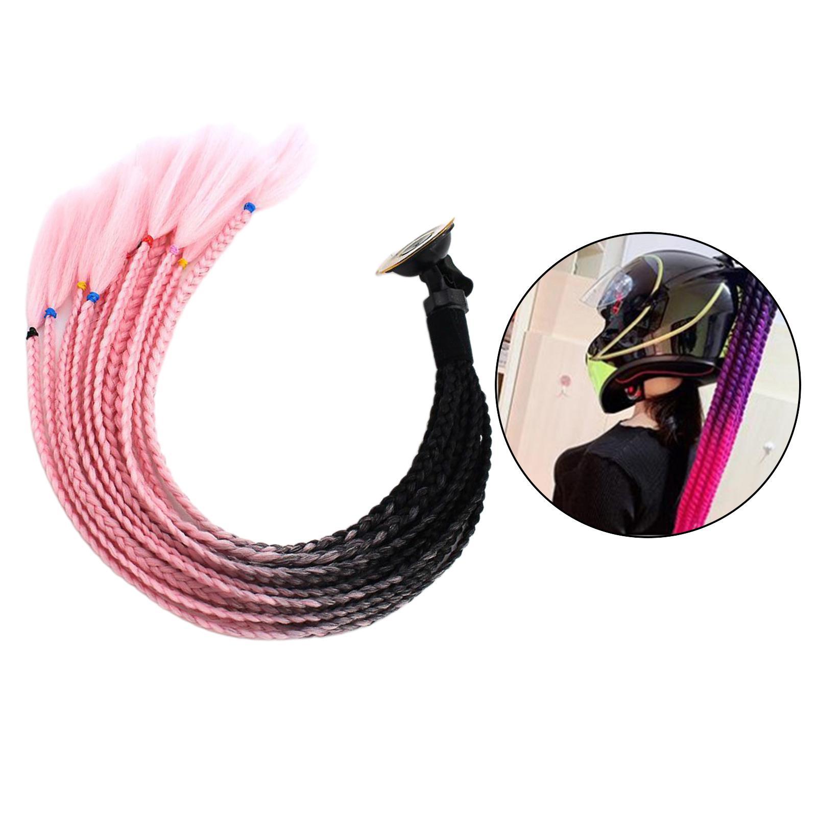 2 Pieces 55cm Hair Helmet Ponytail Gradient Ponytail for Motorcycle