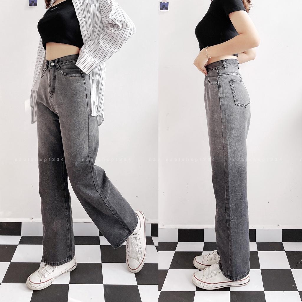 Quần Ống Rộng Suông Nữ Lưng Cao Vải Jeans Loang Màu Mã 5057 + 5030 (ẢNH THẬT) - Nabishop1234