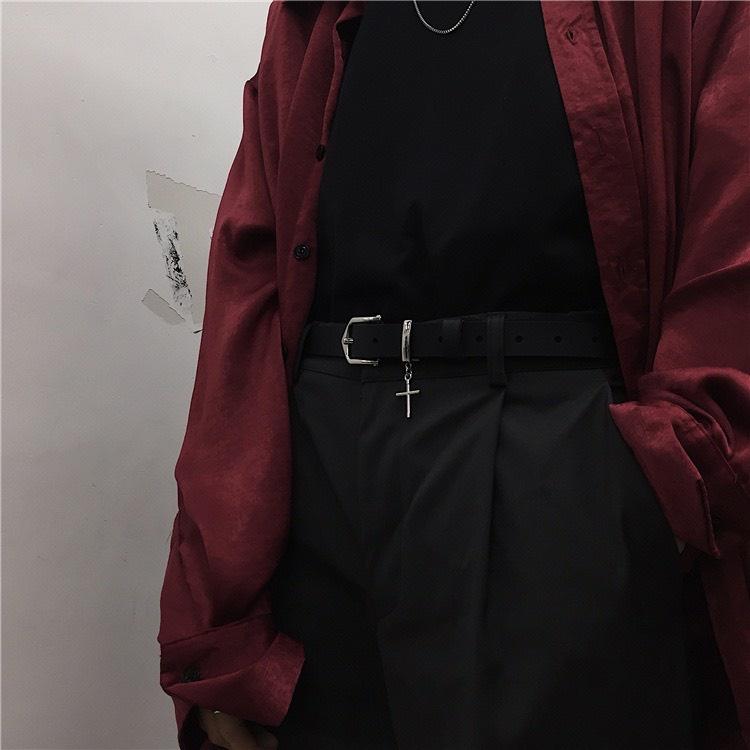 Thắt Lưng Nam Nữ Chữ thập bản nhỏ phong cách Hip hop trẻ trung - Dây Lưng Nam Nữ Unisex Mặt Kim Loại Streetstyle