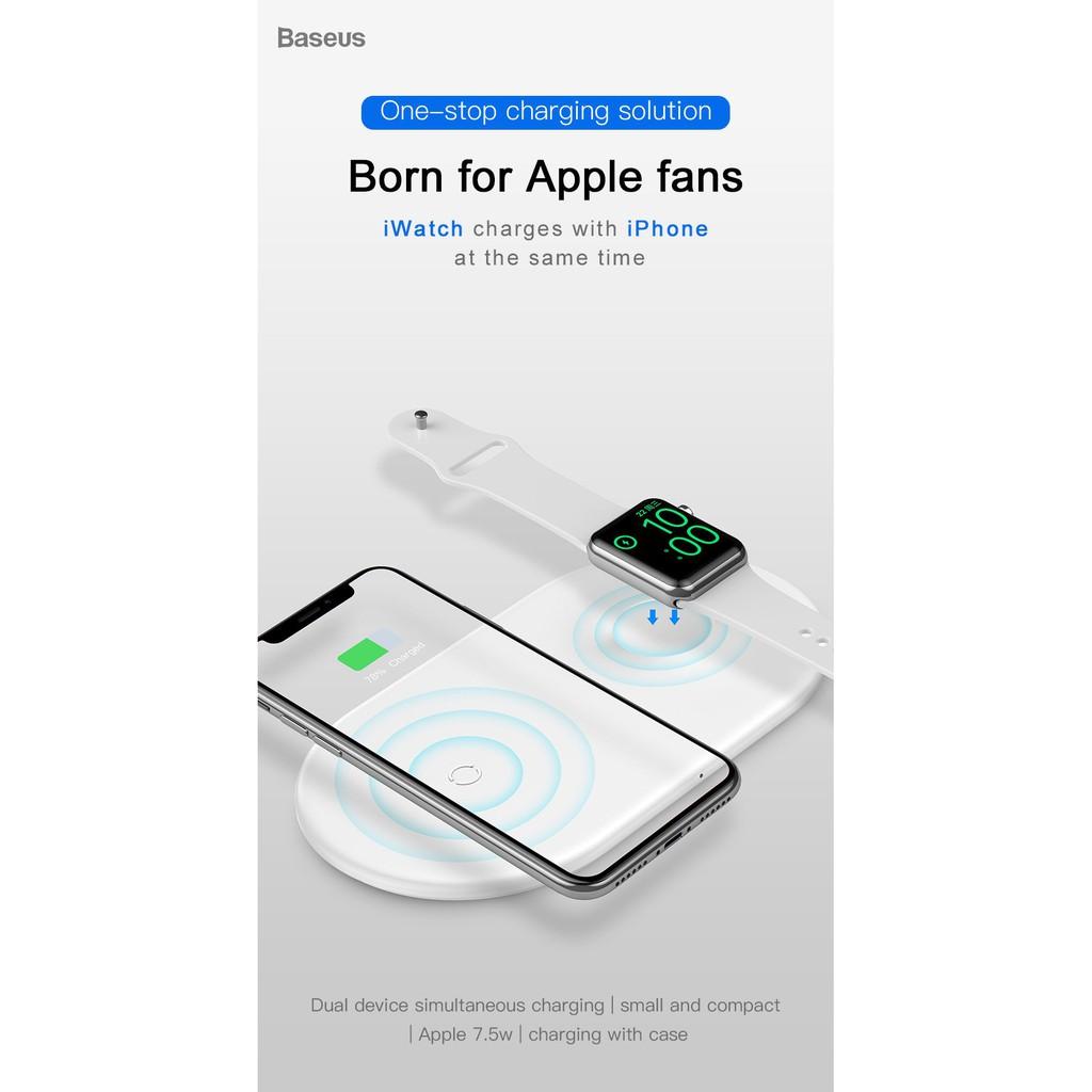 Đế sạc không dây dành cho Apple Watch &amp; Smart phone Baseus 2 in 1 - Hàng Chính Hãng