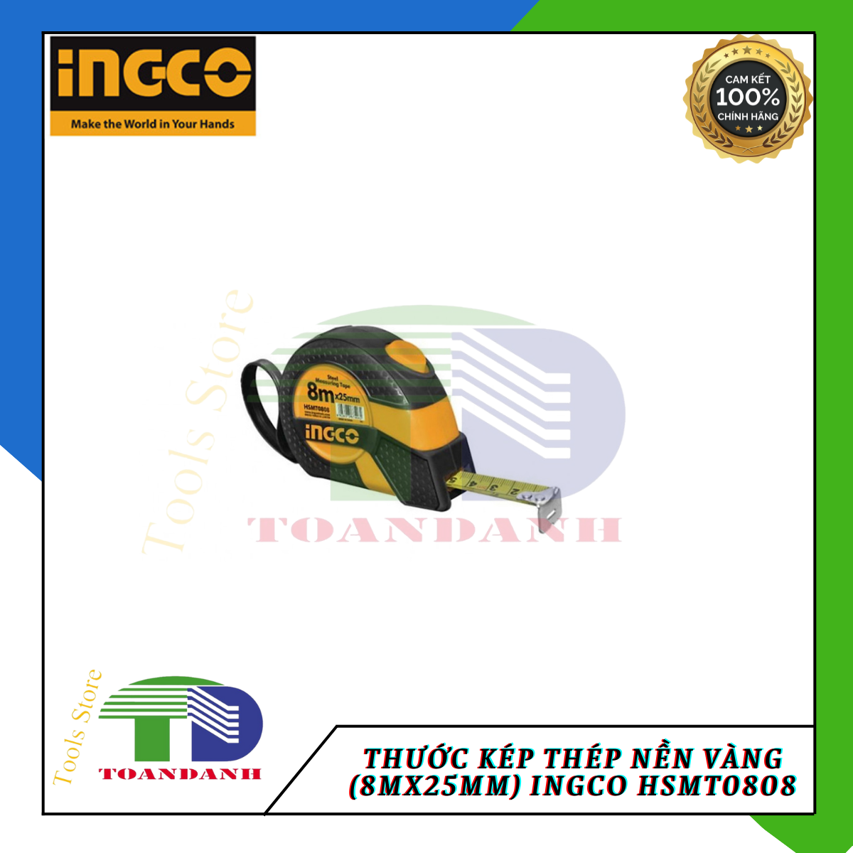 Thước kép thép nền vàng Ingco HSMT0808