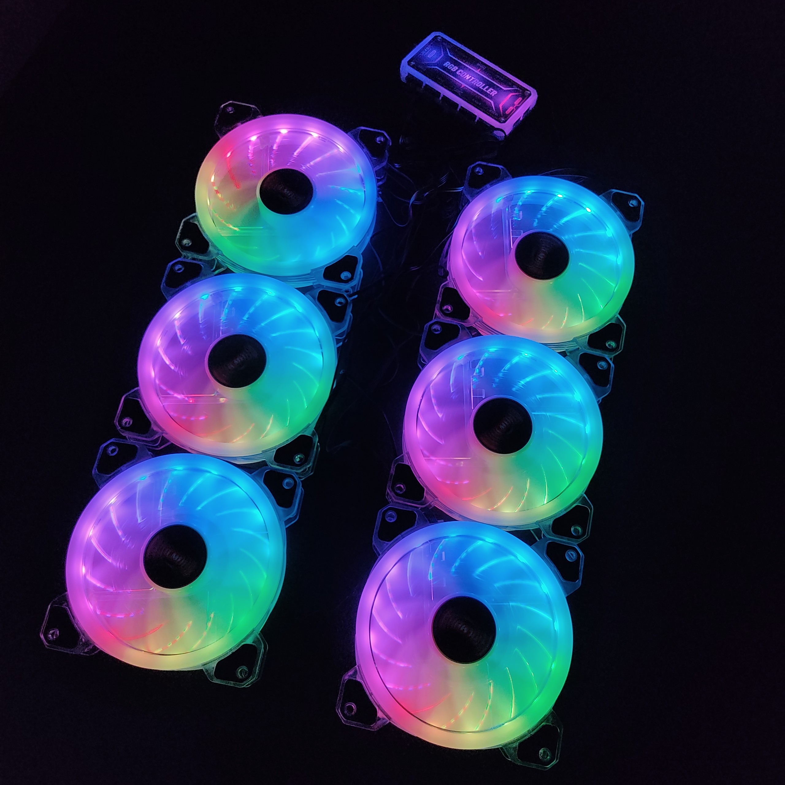 6 Quạt Tản Nhiệt, Fan Case YUPO K5 Led RGB Dual Ring, tặng kèm bộ Hub khiển Led RGB