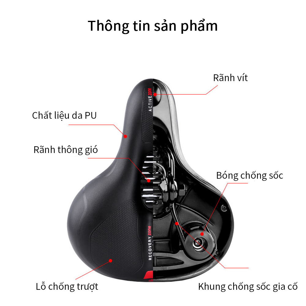 OneTwoFit Đệm Yên Xe Đạp Thể Thao Đàn Hồi Mềm Dày Thoáng Khí Cao Cấp  ET003201