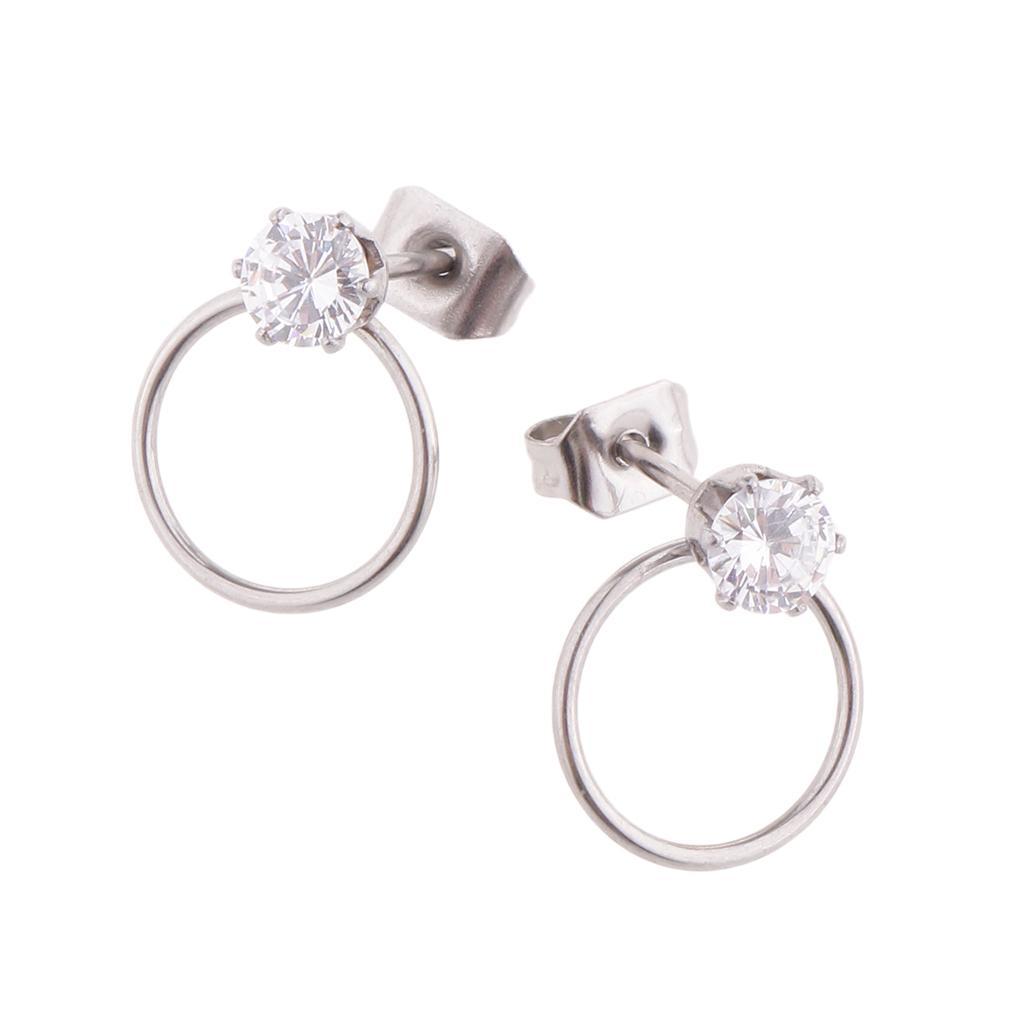 Women Stylish Round Rhinestone Stud Earrings Ear Studs Earring