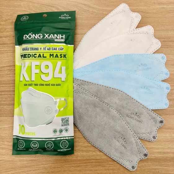 COMBO 10 [TÚI] KHẨU TRANG KF94 ĐỒNG XANH PREMIUM (10 CÁI/TÚI)