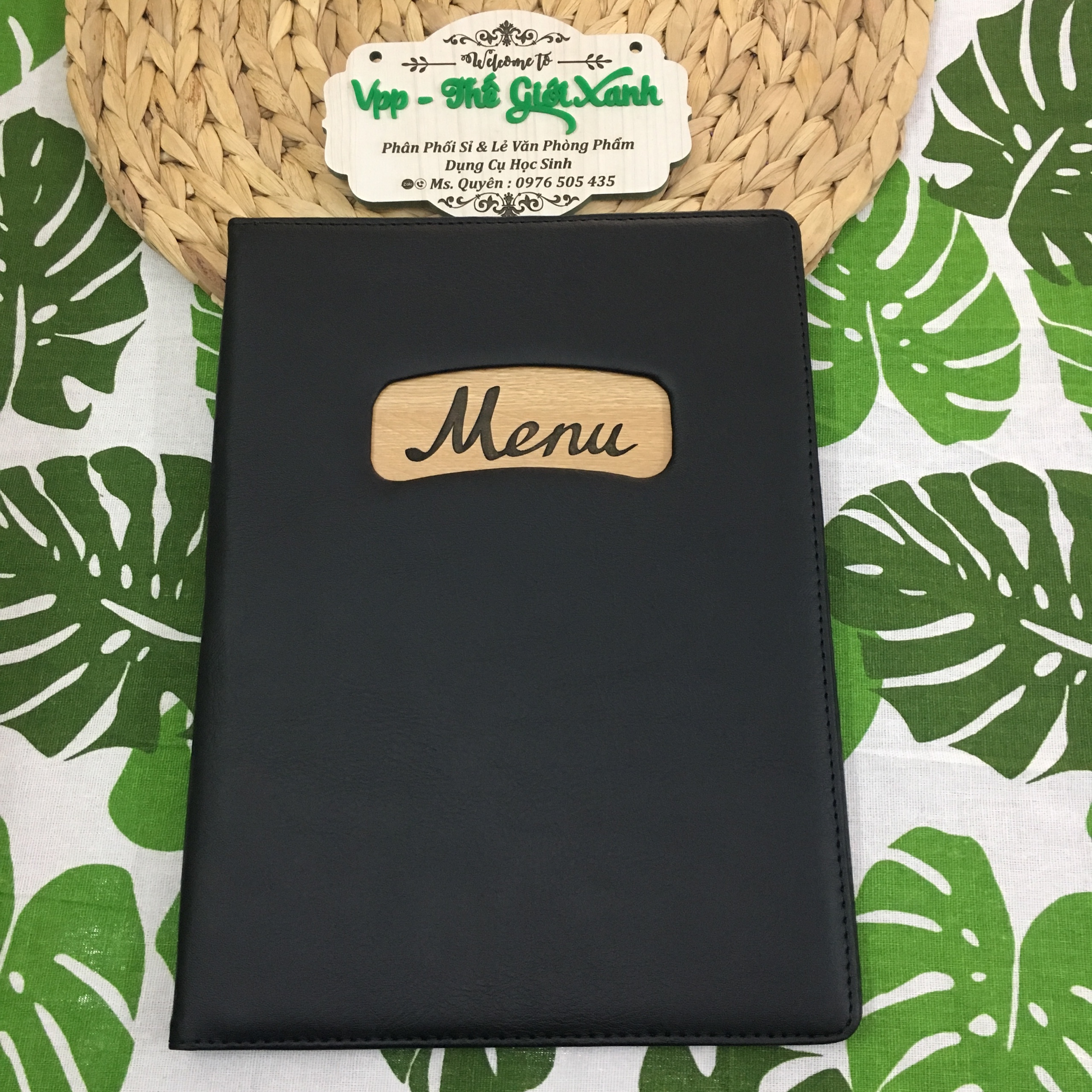 Bìa menu da khổ lớn 10 lá 205 may viền, KÍCH THƯỚC: 24X32cm