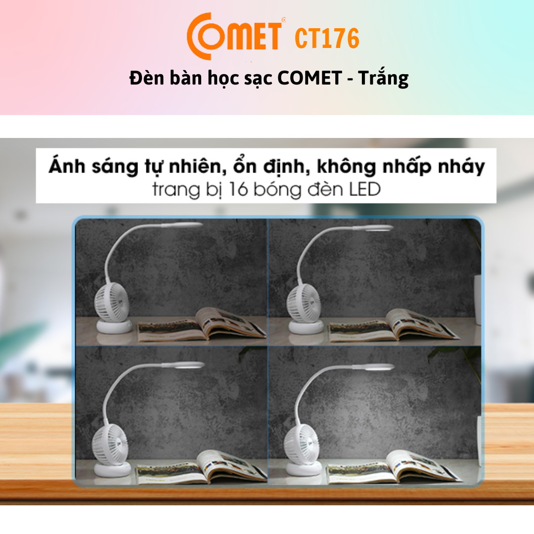 Đèn Bàn + Đèn Sạc 2 Trong 1 LED COMET CT176W - Màu