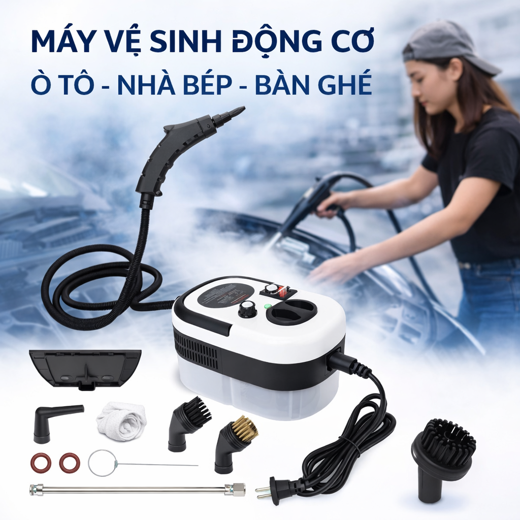 Máy vệ sinh động cơ ô tô - nhà bếp , bàn ghế ,Thiết kế nhỏ gọn Kèm Phụ Kiện Dễ sử dụng