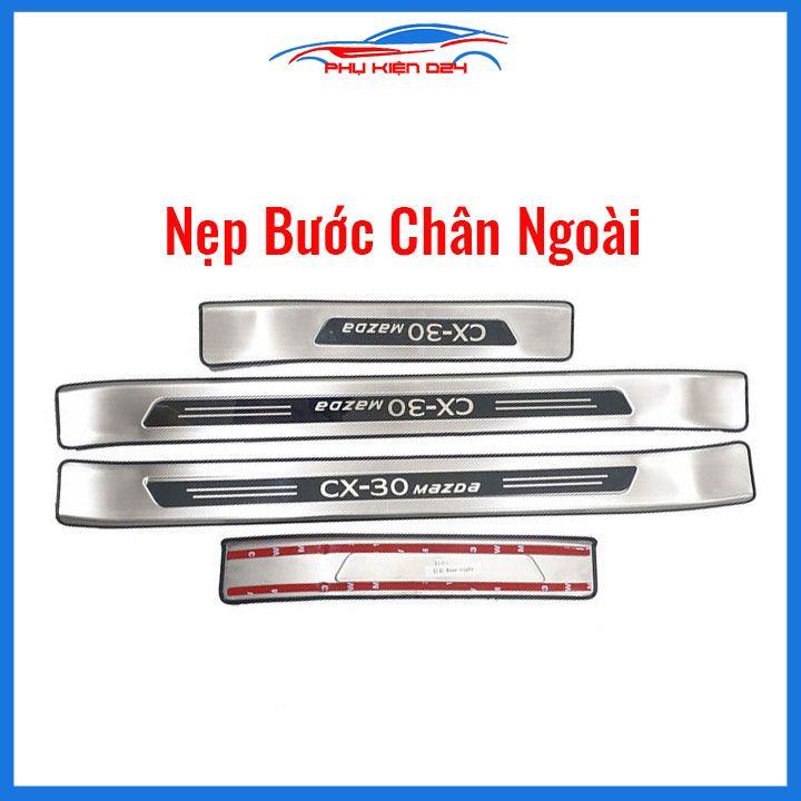 Ốp bậc cửa, nẹp bước chân INOX cho xe Mazda CX30 CX-30 2021-2022-2023