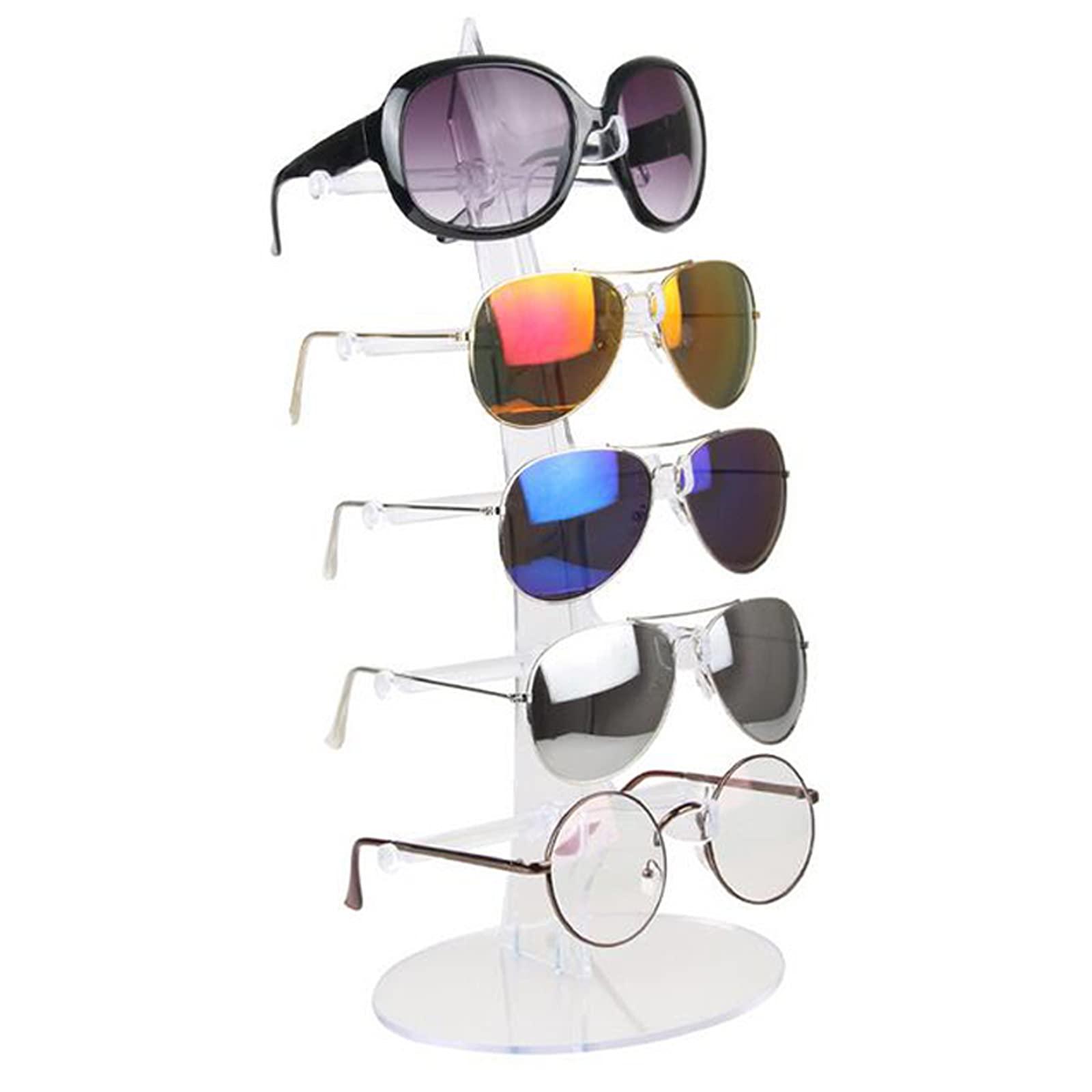 Kính giữ thủy tinh đứng cho 5 ly Kính kính Triển lãm Đứng kính râm Kính giá treo một số kính trong suốt 35 x 16 x 12,5 cm giữ kính để lưu trữ và trình bày