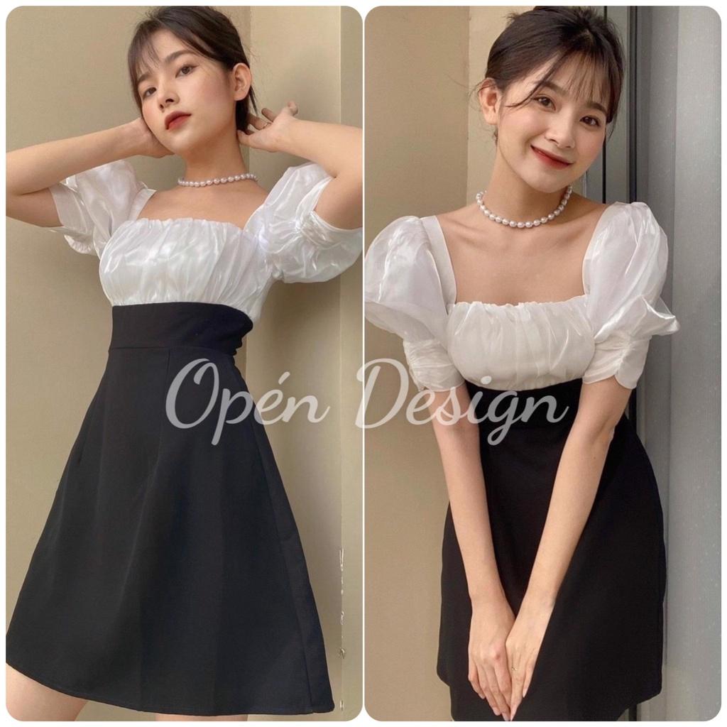 ĐẦM CHỮ A ĐEN PHA TƠ ÓNG MỸ NHẸ NHÀNG XINH XỈU