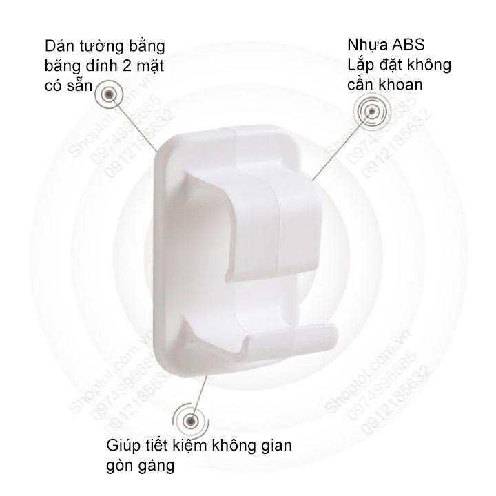 Combo bộ 2 móc treo thau chậu, rổ giá phòng tắm, nhà bếp, loại dán tường bằng miếng dán không cần khoan