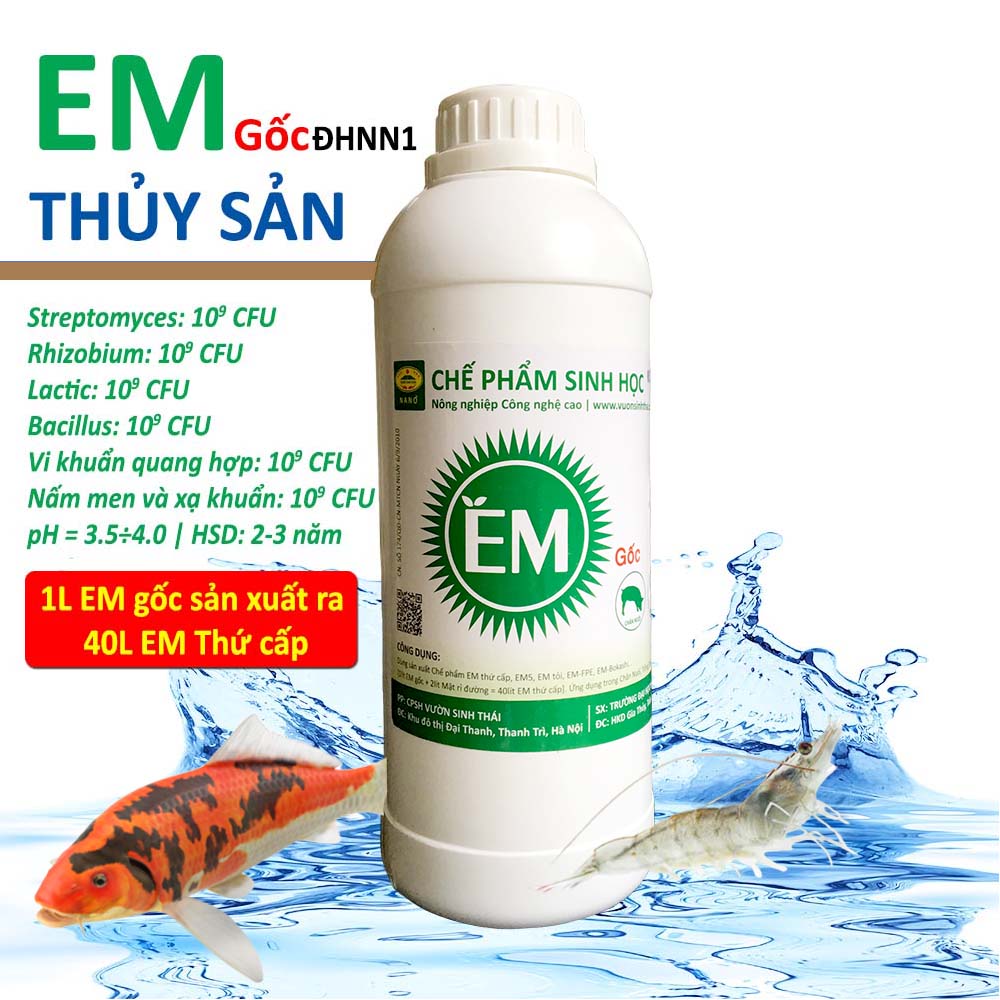 Combo 2 chai Chế phẩm sinh học EM gốc (EM1). Men vi sinh Đại Học Nông Nghiệp 1 Hà Nội. Chứa hàng tỷ bào tử hữu hiệu. Từ 1 lít EM gốc sản xuất ra 40 lít EM thứ cấp. HSD: 2 năm