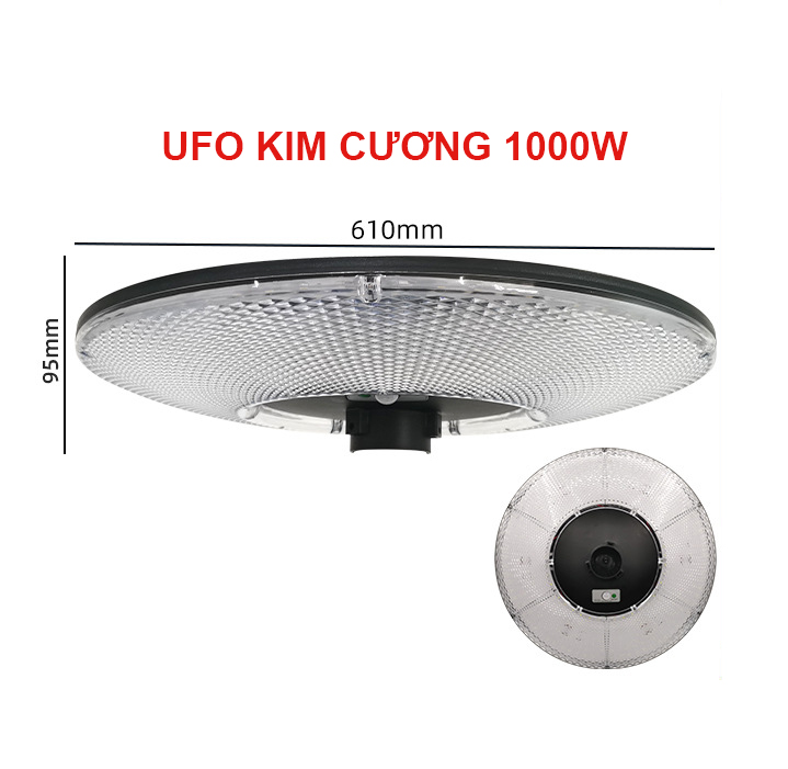 Đèn năng lượng mặt trời UFO kim cương 1000W,Vỏ nhựa ABS,Tấm pin liền,Cảm biến chuyển động, Ánh sáng trắng- 1000WUFO