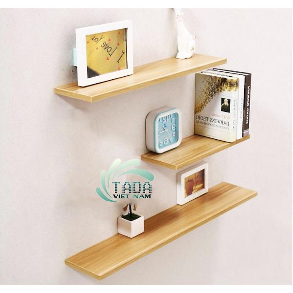 Set 3 thanh Kệ gỗ thông treo tường Giá gắn tường decor trang trí nhà cửa bền đẹp sâu 15 cm