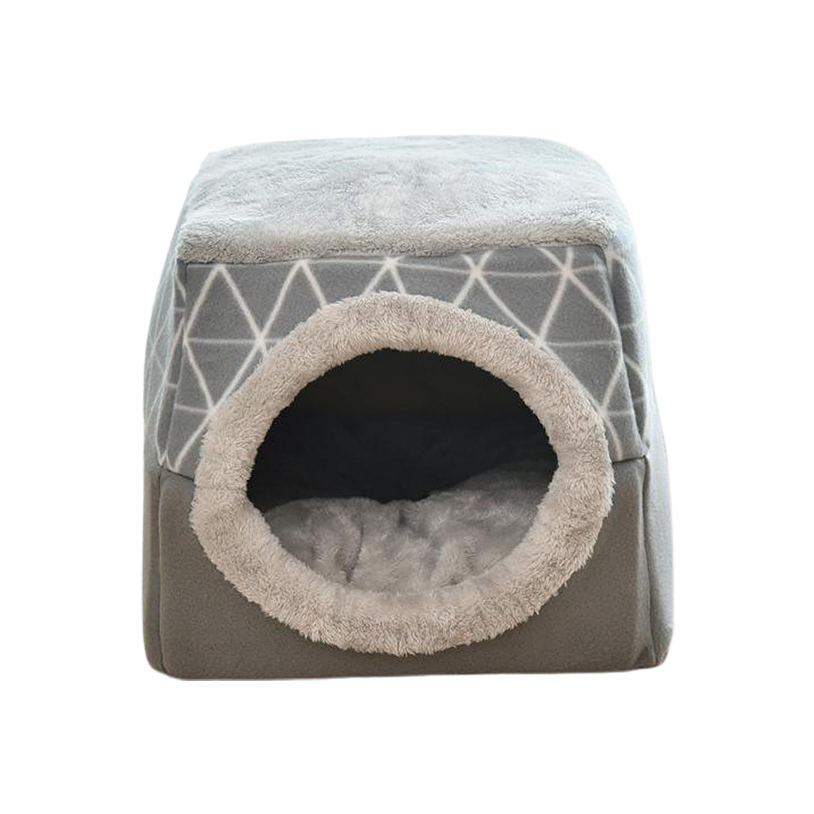 2 in 1 Soft Cat Pet House Bed Kennel Puppy Cave Warm Nest Mat Pad
