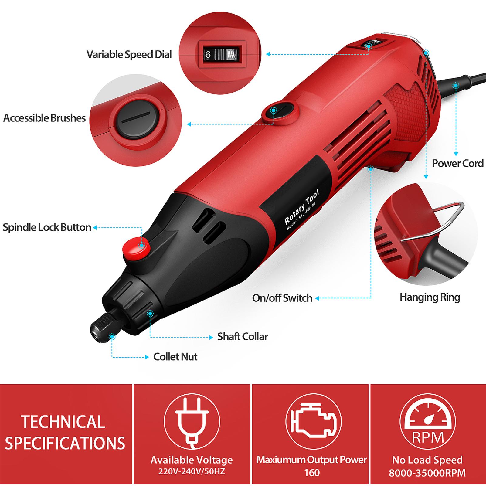 Rotary Tool 160W Multi-Functional Tool Varible Speed 8000-35000rpm Perfect for DIY Creations Craft Projects Drilling Cutting Sanding Polishing and Engraving