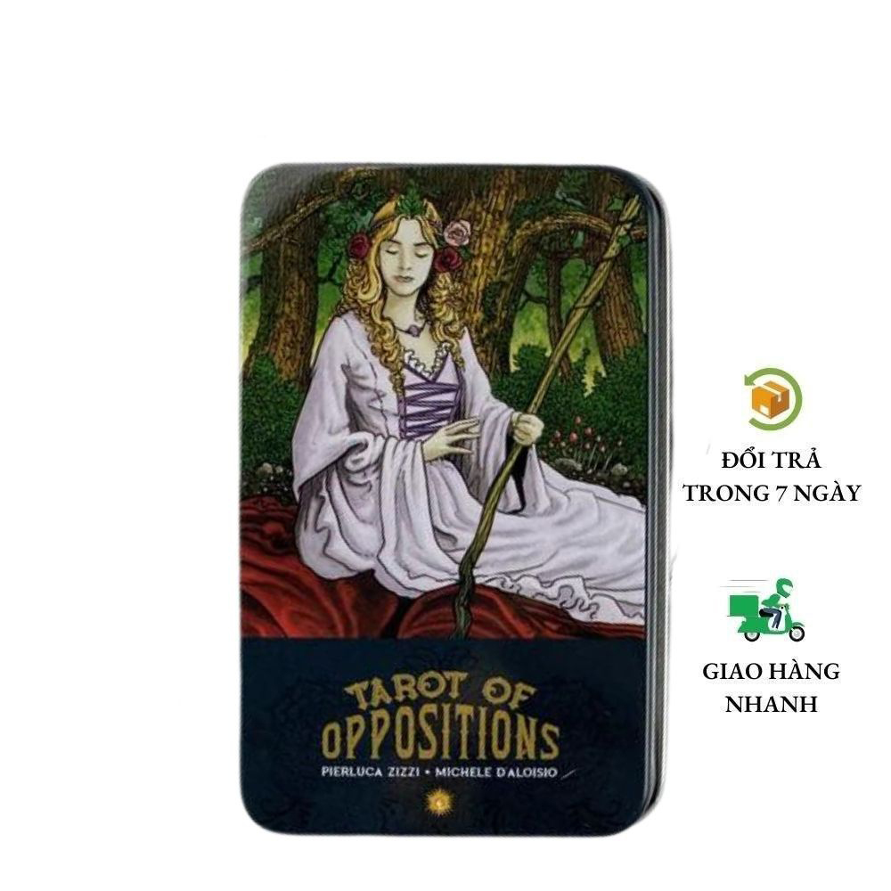 Bộ Bài Tarot Of Oppositions 78 Thẻ Mạ Màu, Hộp Sắt